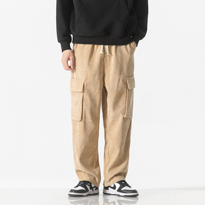 Men Corduroy Loose Straight Pants