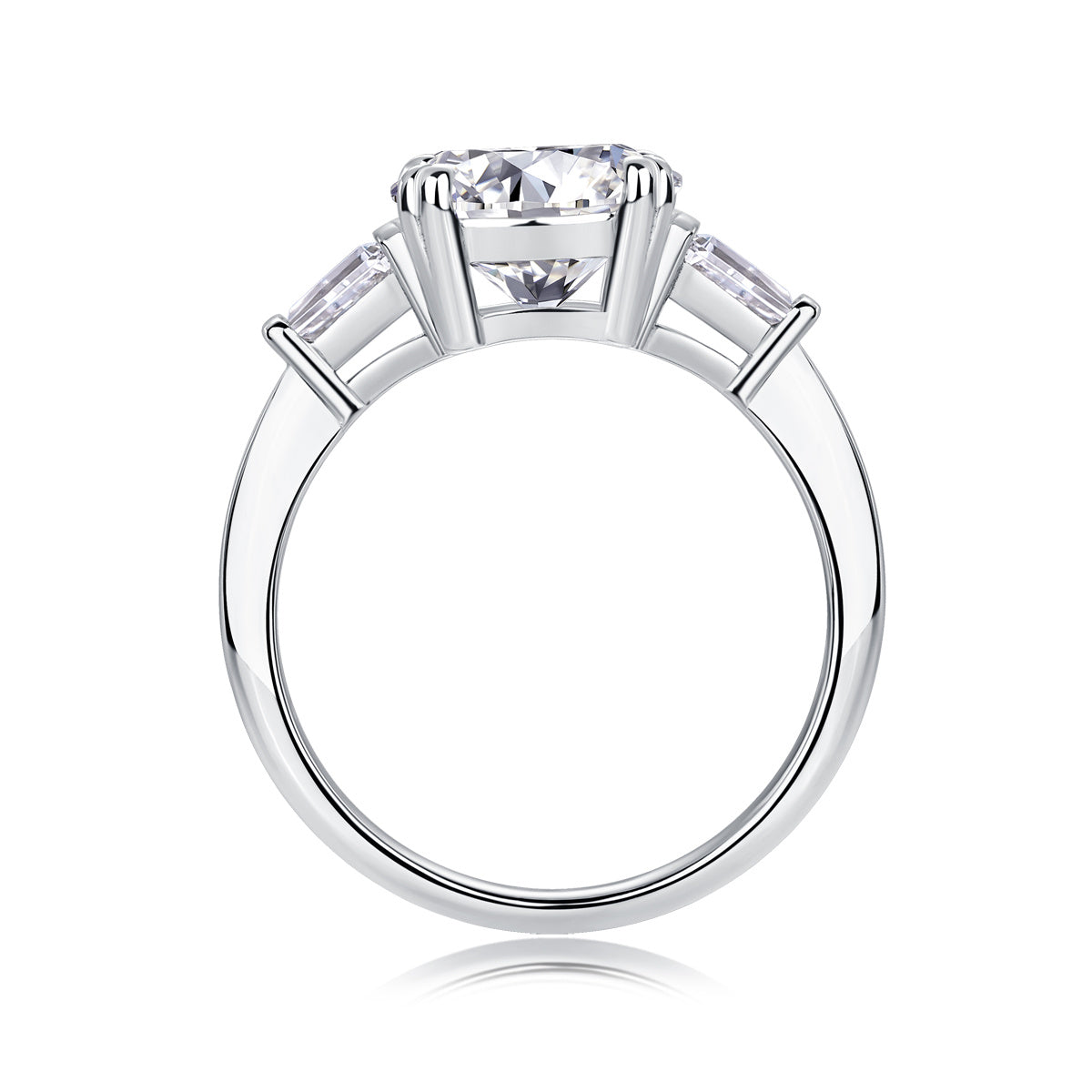 Shining Step By Step - A Fashionable Diamond Jewelry Piece Set With 3-Carat Moissanite S925 Sterling Silver And Platinum Diamond Ring