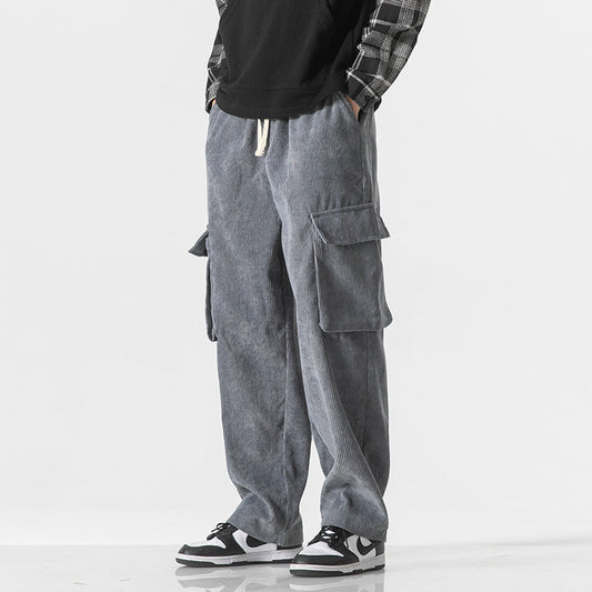 Men Corduroy Loose Straight Pants