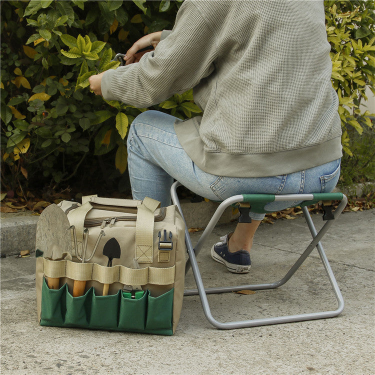 Foladable Gardening Stool With Tote Chair