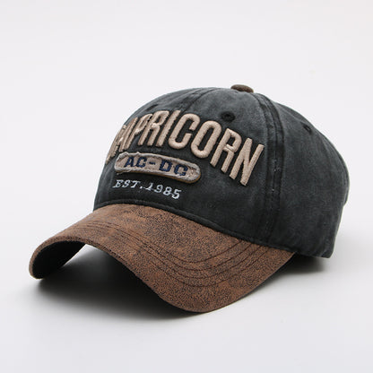 Capricorn Embroidered Vintage Washed Retro Cap - Women