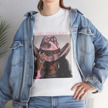 “Grace, Boots, Grit” Western Graphic Tee - Women