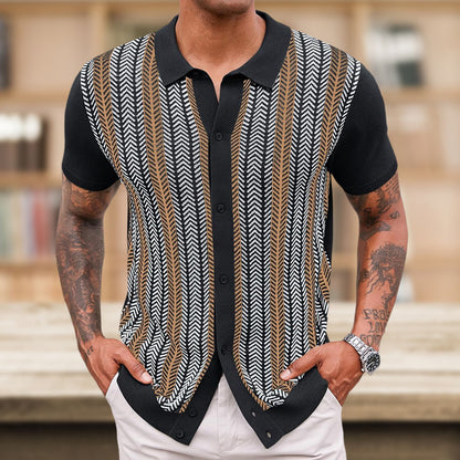 Casual Men's Jacquard Striped Sweater
