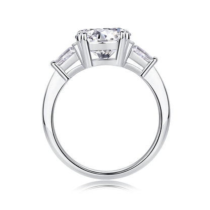 Shining Step By Step - A Fashionable Diamond Jewelry Piece Set With 3-Carat Moissanite S925 Sterling Silver And Platinum Diamond Ring