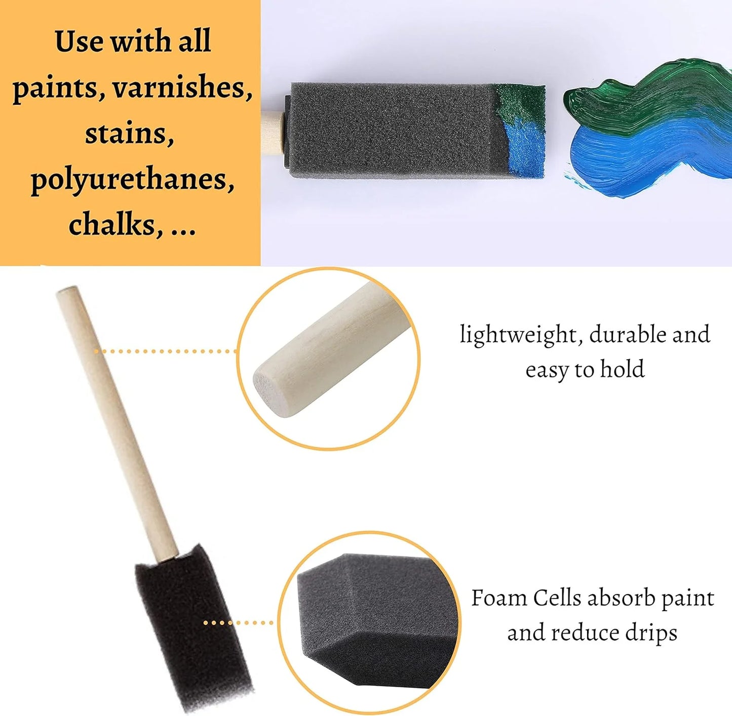 Wooden Handle Watercolor Sponge Brush