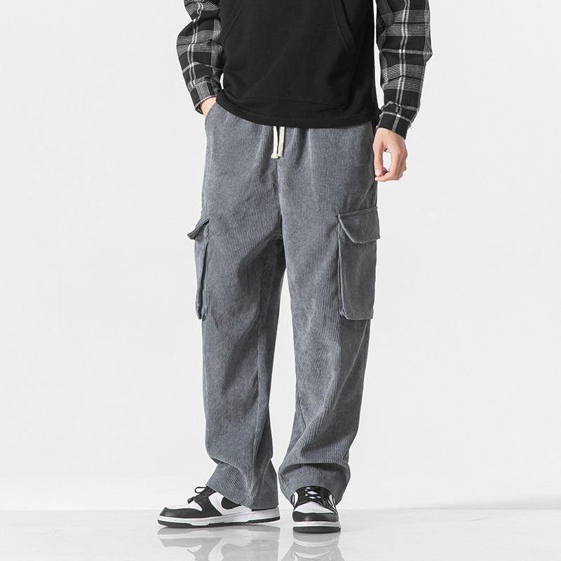 Men Corduroy Loose Straight Pants