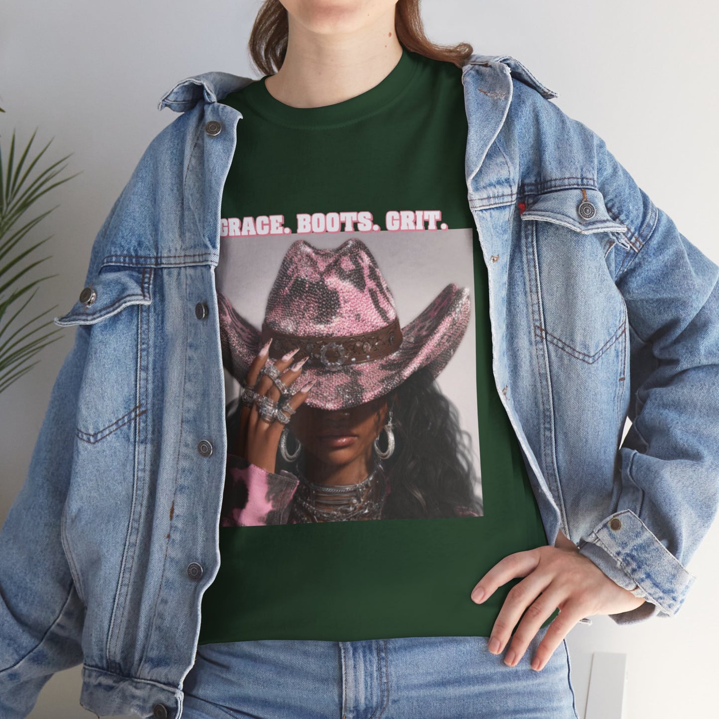 “Grace, Boots, Grit” Western Graphic Tee - Women