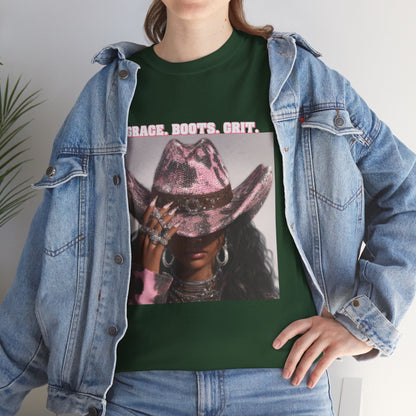 “Grace, Boots, Grit” Western Graphic Tee - Women
