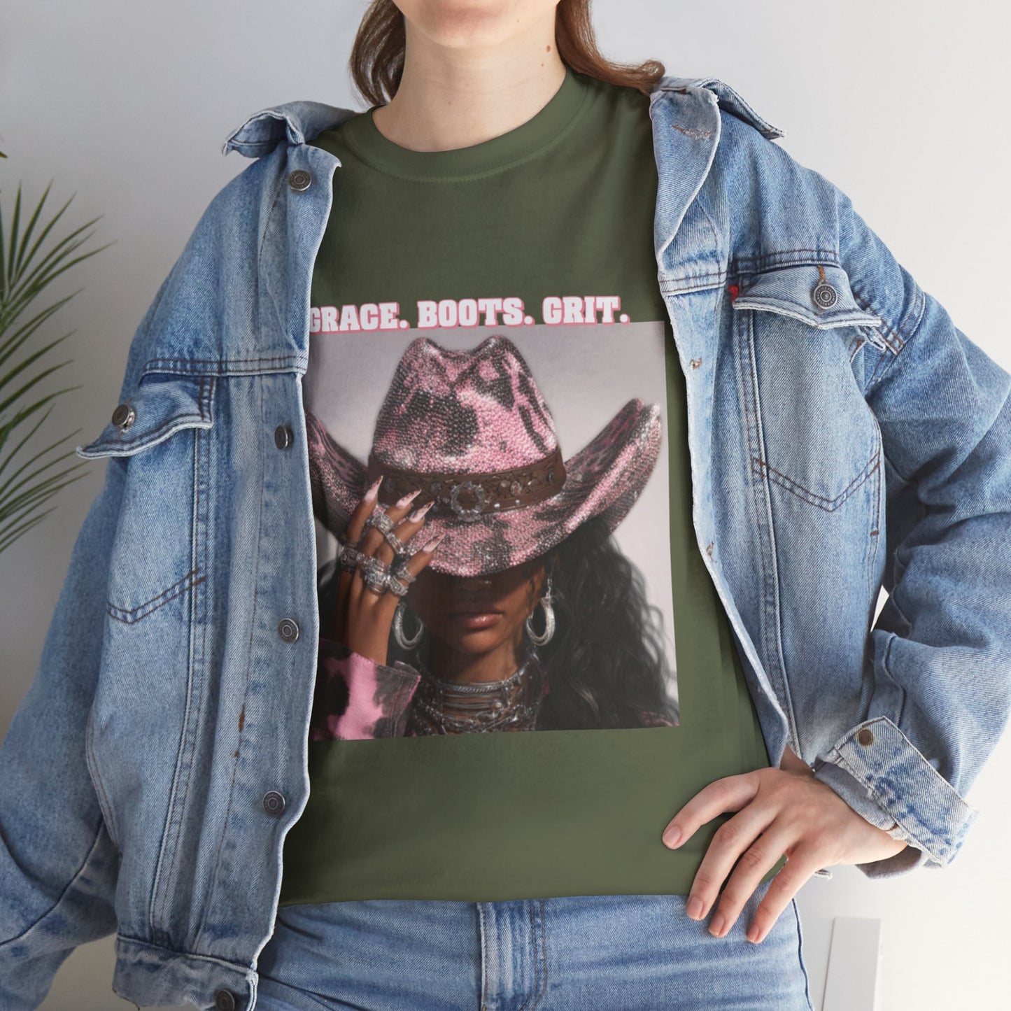 “Grace, Boots, Grit” Western Graphic Tee - Women