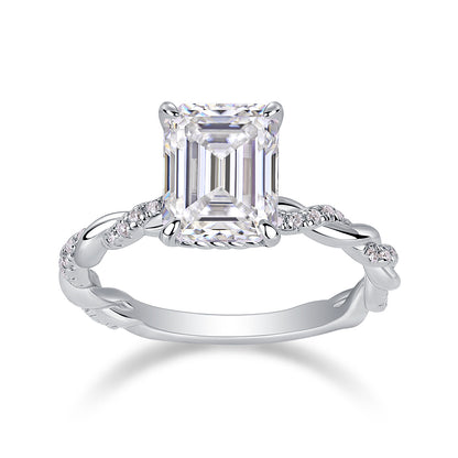 Chasing Light - A Fashionable Diamond Jewelry Piece Set With Moissanite S925 Sterling Silver And Platinum-Plated Diamond Ring