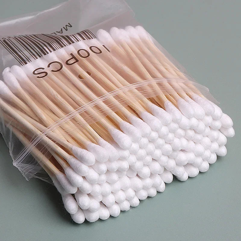 Double Head Cotton Swab for Wood Stick