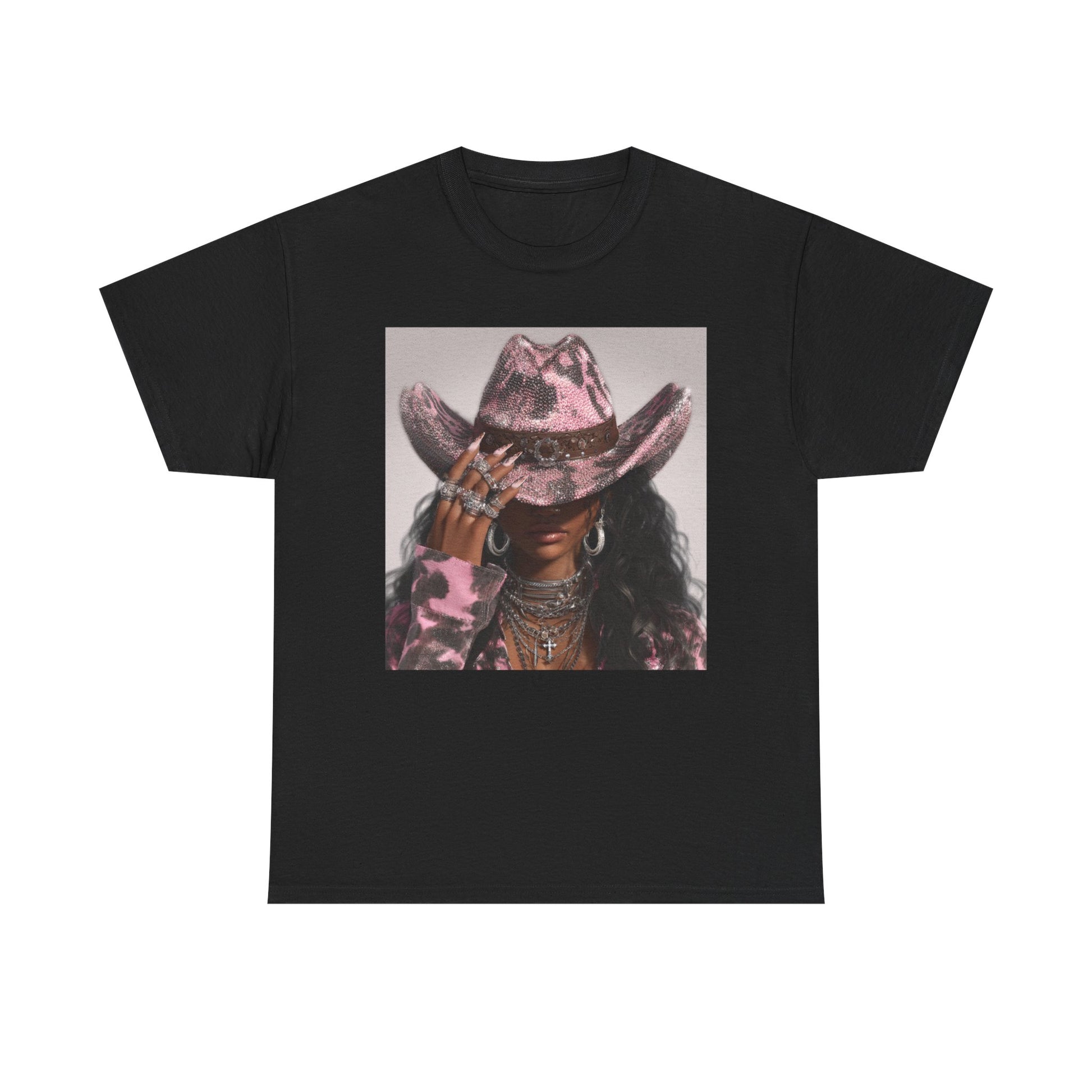 Front view of Tranita Renee cowboy vintage graphic tee featuring bold western design
