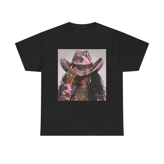 Front view of Tranita Renee cowboy vintage graphic tee featuring bold western design