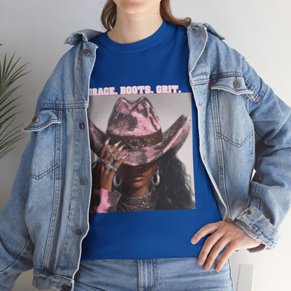 “Grace, Boots, Grit” Western Graphic Tee - Women