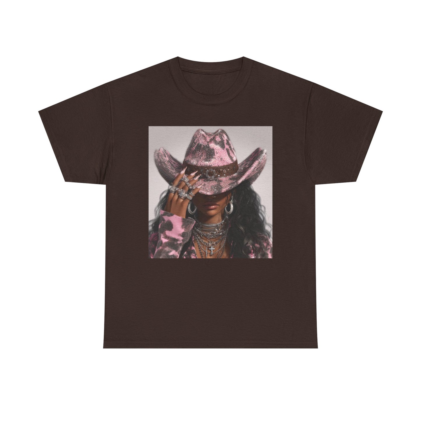 Front view of Tranita Renee cowboy vintage graphic tee featuring bold western design