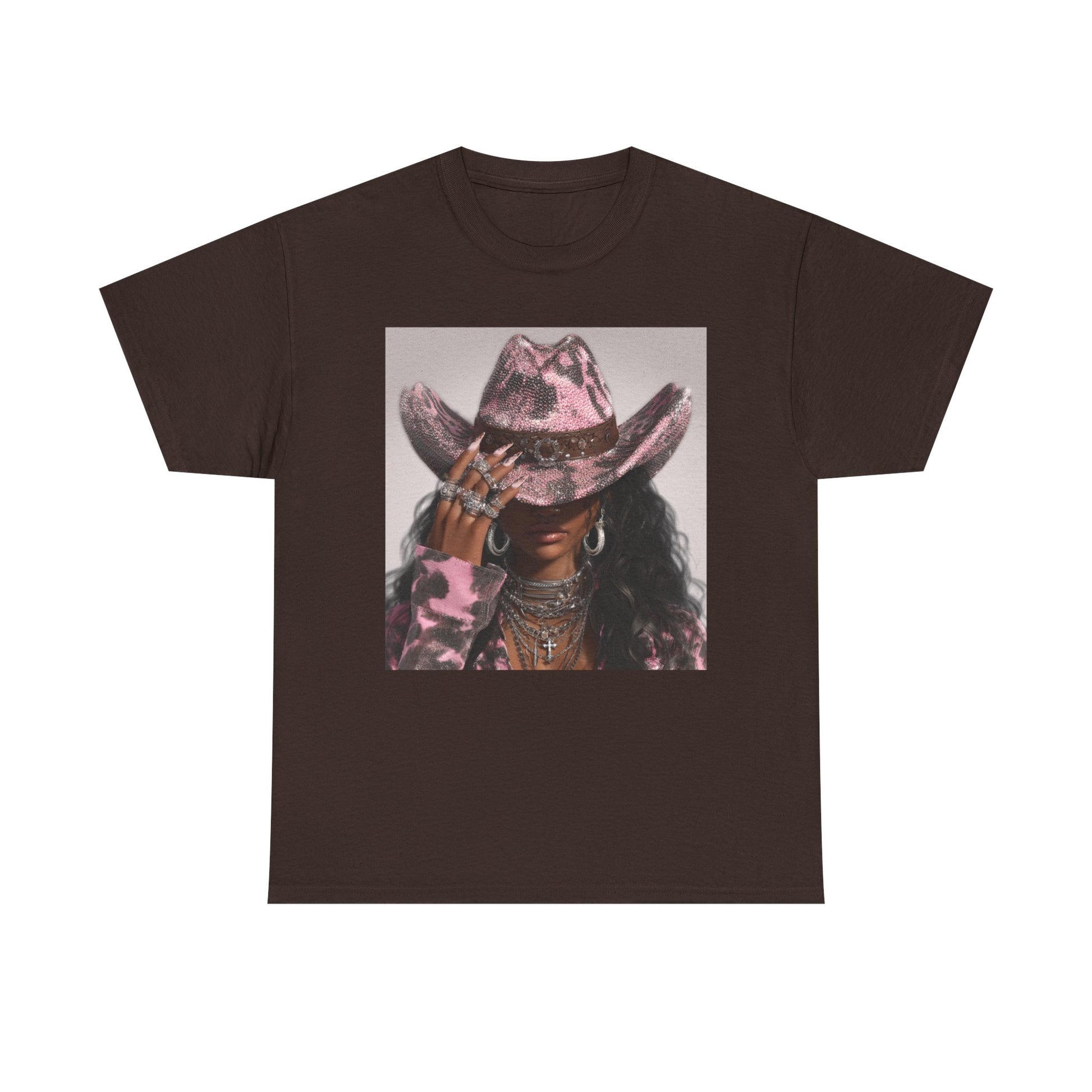Front view of Tranita Renee cowboy vintage graphic tee featuring bold western design