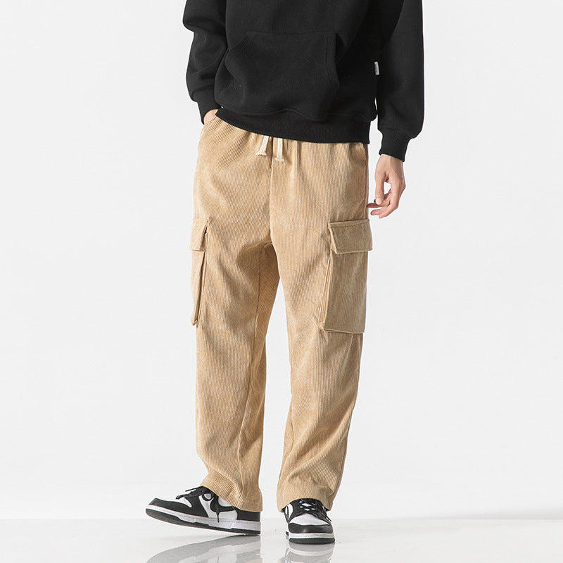 Men Corduroy Loose Straight Pants