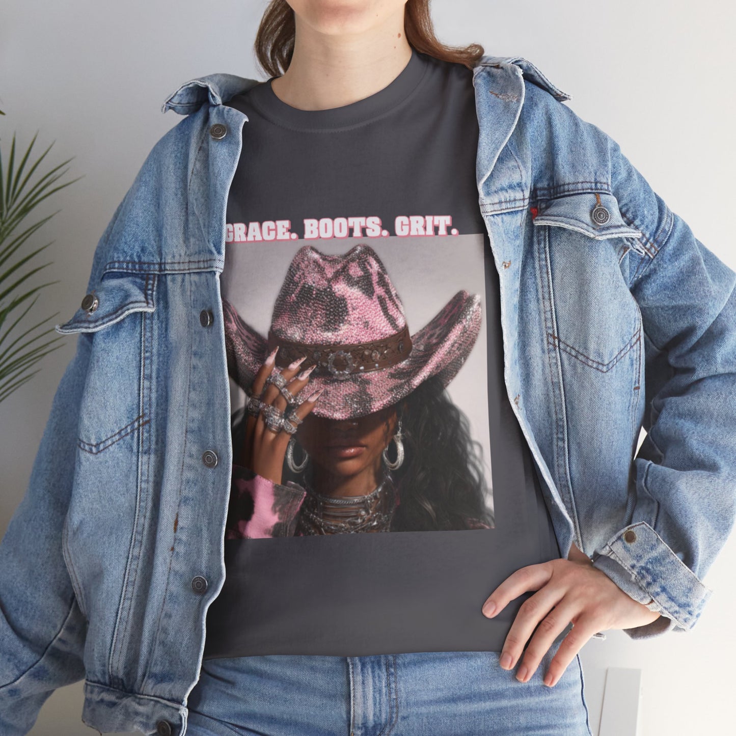 “Grace, Boots, Grit” Western Graphic Tee - Women