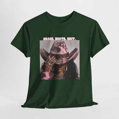 “Grace, Boots, Grit” Western Graphic Tee - Women