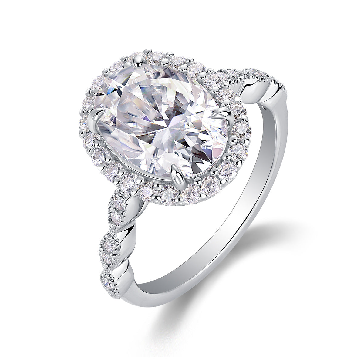 Bright Moon - A Fashionable Diamond Jewelry Piece Set With Moissanite S925 Sterling Silver And Platinum-Plated Diamond Ring