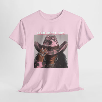 “Grace, Boots, Grit” Western Graphic Tee - Women