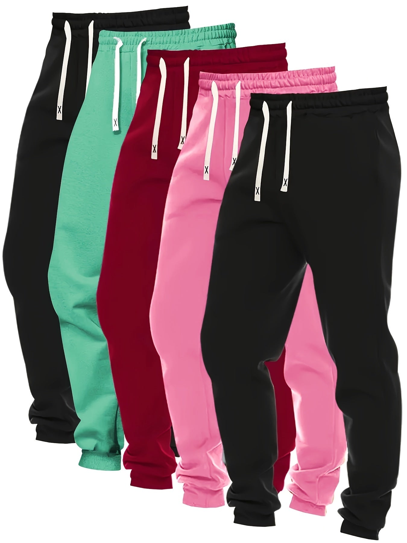 Women's Loose Fit Joggers w/ Drawstring, 5 Pcs