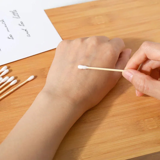 Double Head Cotton Swab for Wood Stick