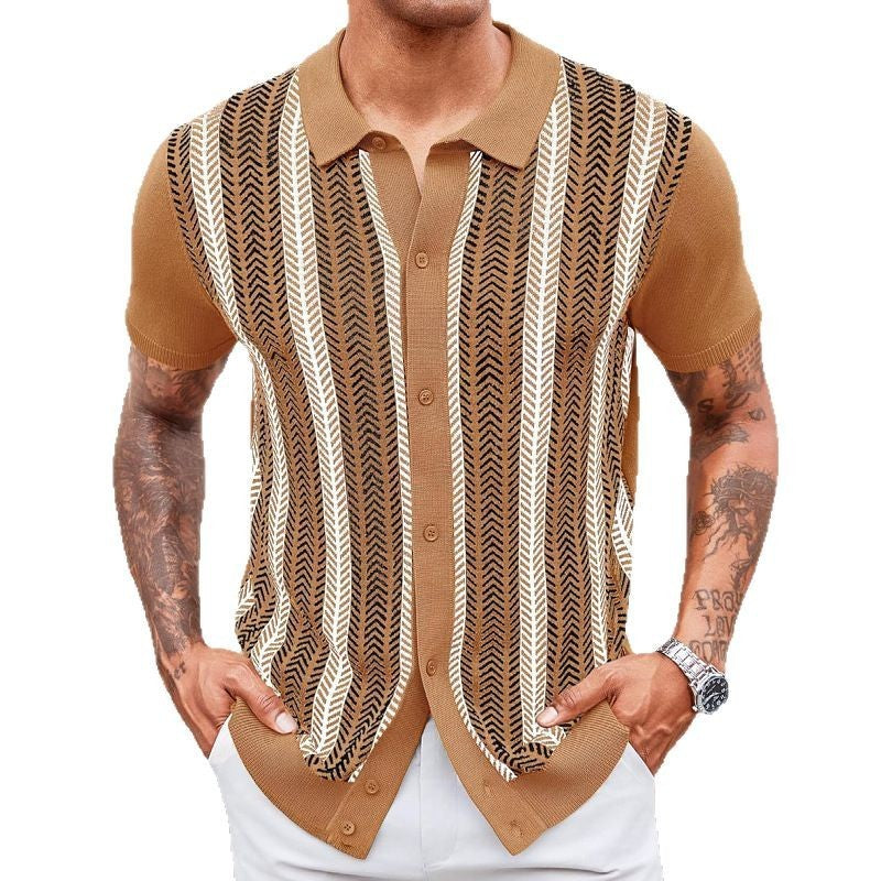Casual Men's Jacquard Striped Sweater