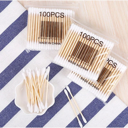 Double Head Cotton Swab for Wood Stick