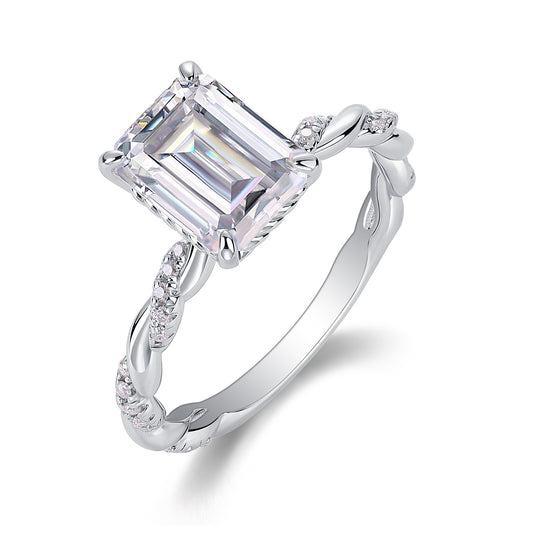 Chasing Light - A Fashionable Diamond Jewelry Piece Set With Moissanite S925 Sterling Silver And Platinum-Plated Diamond Ring